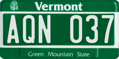 VT license plate AQN037