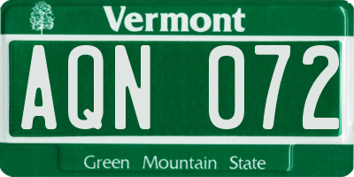 VT license plate AQN072