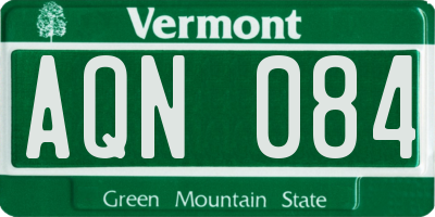 VT license plate AQN084