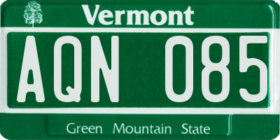 VT license plate AQN085