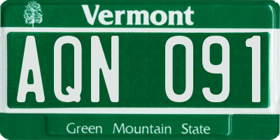 VT license plate AQN091