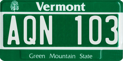 VT license plate AQN103
