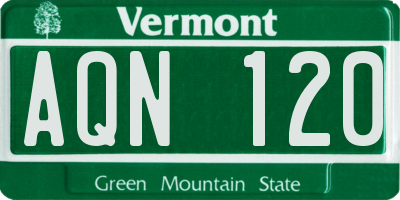 VT license plate AQN120