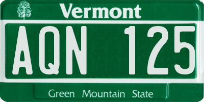 VT license plate AQN125