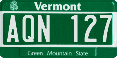VT license plate AQN127