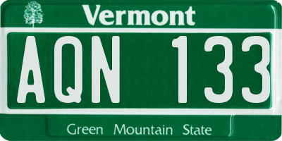 VT license plate AQN133