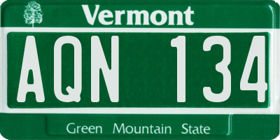 VT license plate AQN134