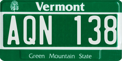 VT license plate AQN138