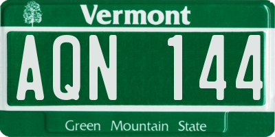 VT license plate AQN144