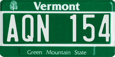 VT license plate AQN154