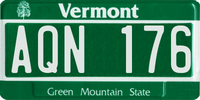 VT license plate AQN176