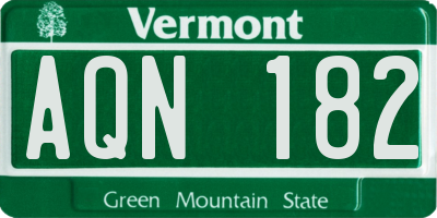 VT license plate AQN182