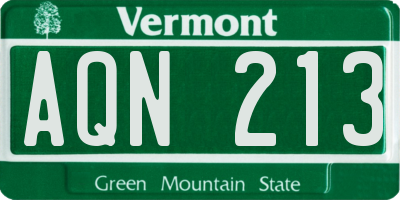 VT license plate AQN213