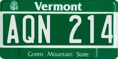 VT license plate AQN214