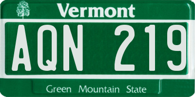 VT license plate AQN219