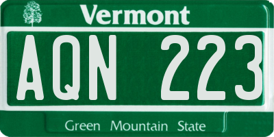 VT license plate AQN223