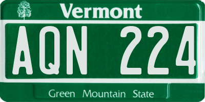 VT license plate AQN224