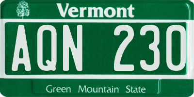 VT license plate AQN230