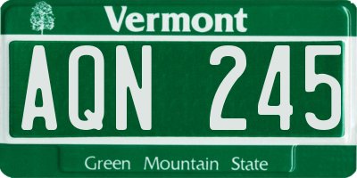 VT license plate AQN245
