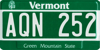 VT license plate AQN252