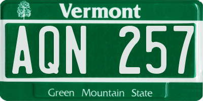 VT license plate AQN257