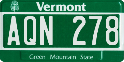 VT license plate AQN278