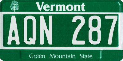 VT license plate AQN287