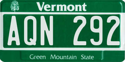 VT license plate AQN292