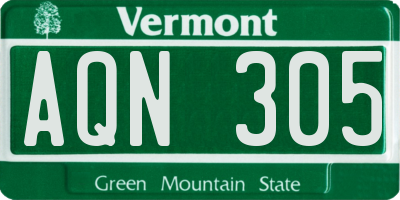 VT license plate AQN305