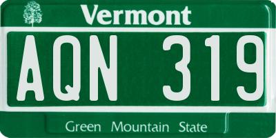 VT license plate AQN319