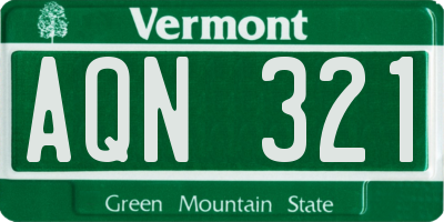 VT license plate AQN321