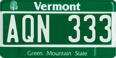 VT license plate AQN333