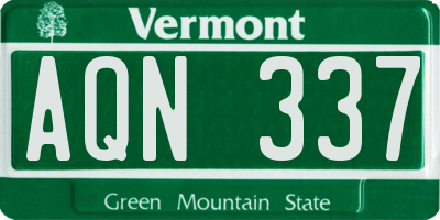 VT license plate AQN337