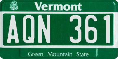 VT license plate AQN361