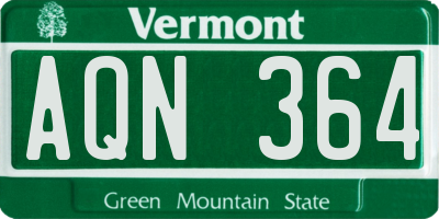 VT license plate AQN364
