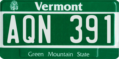 VT license plate AQN391