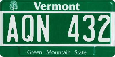 VT license plate AQN432