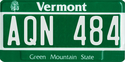 VT license plate AQN484