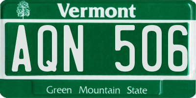 VT license plate AQN506