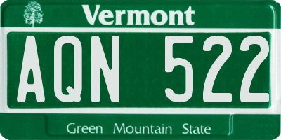 VT license plate AQN522