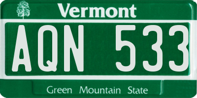 VT license plate AQN533