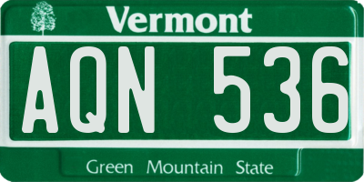 VT license plate AQN536