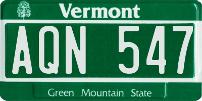 VT license plate AQN547