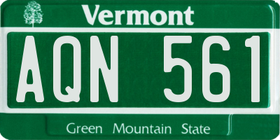 VT license plate AQN561