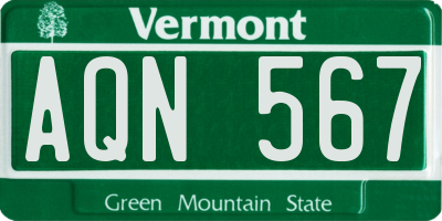 VT license plate AQN567