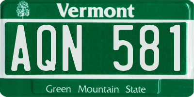 VT license plate AQN581