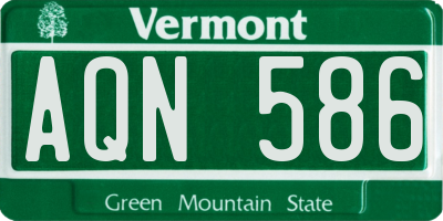 VT license plate AQN586