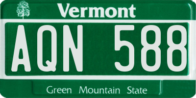 VT license plate AQN588
