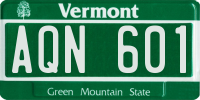 VT license plate AQN601