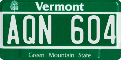 VT license plate AQN604